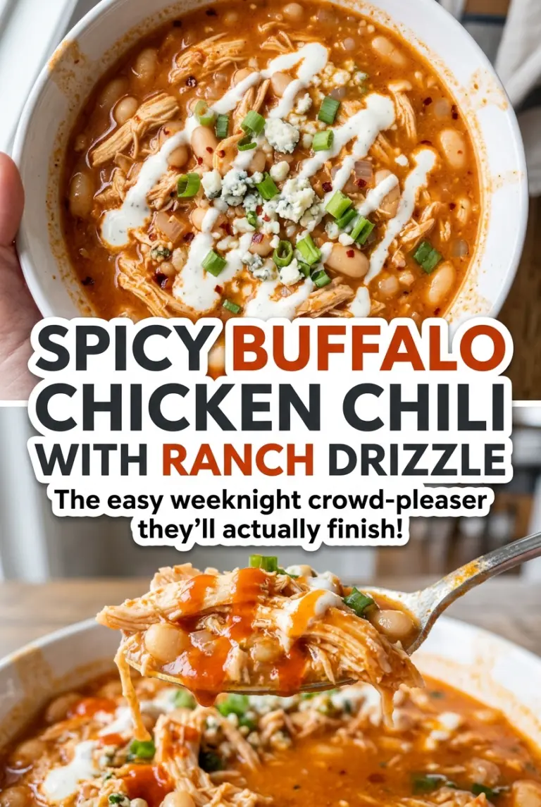 Spicy Buffalo Chicken Chili with Ranch Drizzle