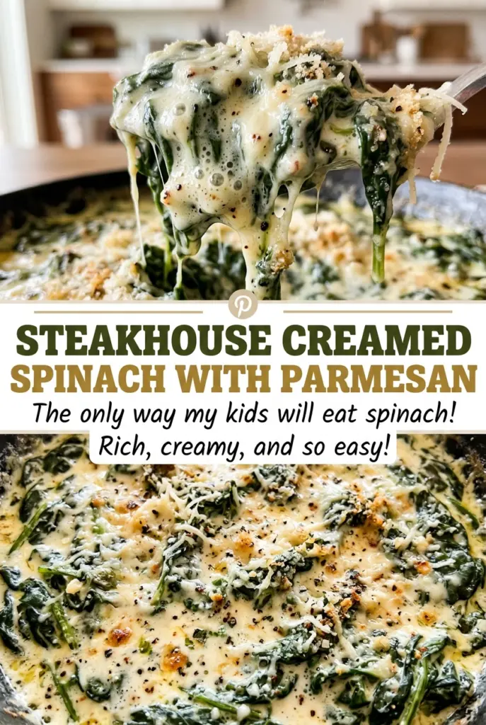 Steakhouse Creamed Spinach with Parmesan