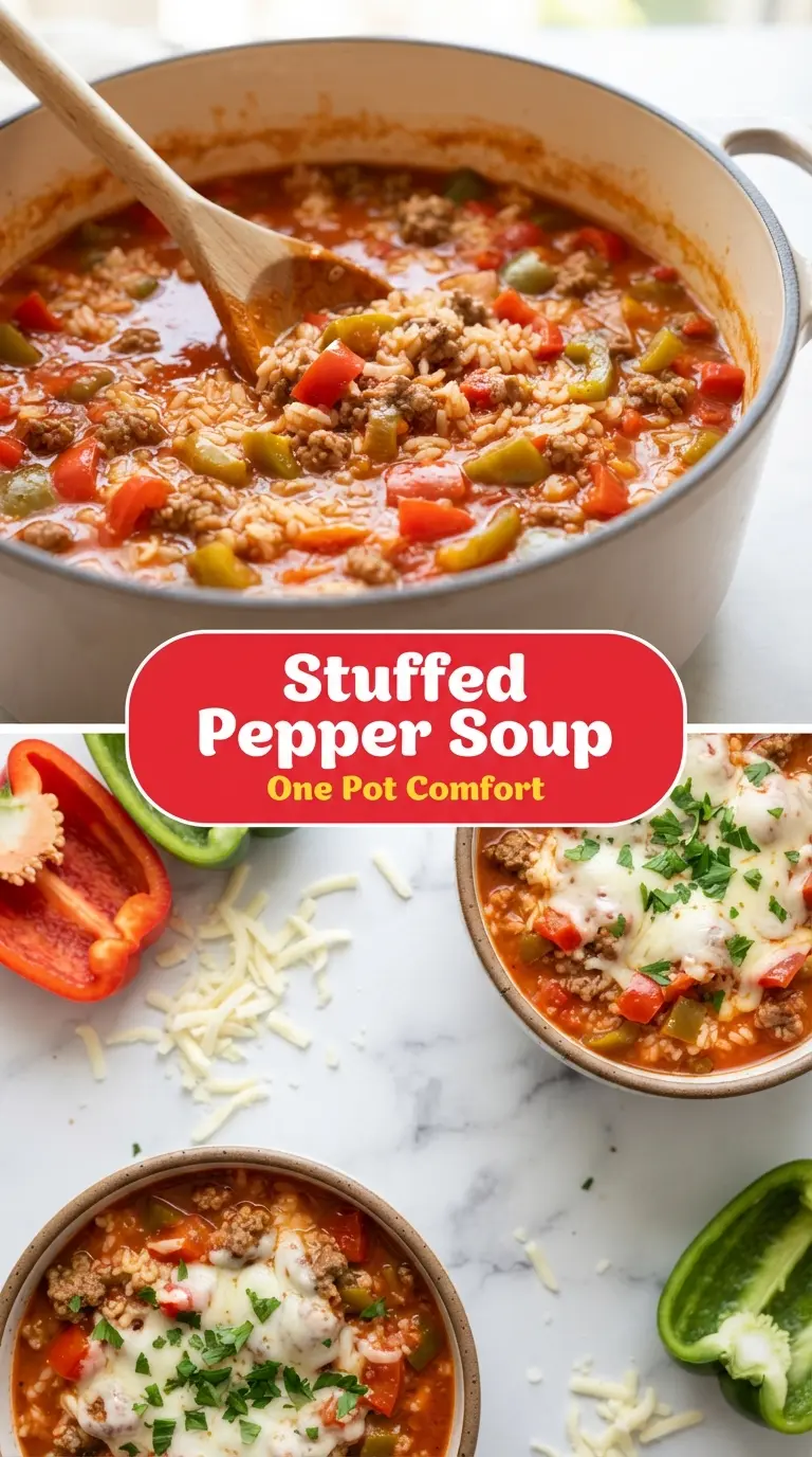 Stuffed Pepper Soup hearty tomato, cheesy
