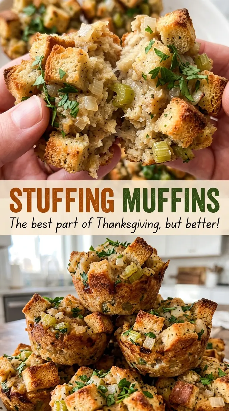 Stuffing Muffins browned savory tops