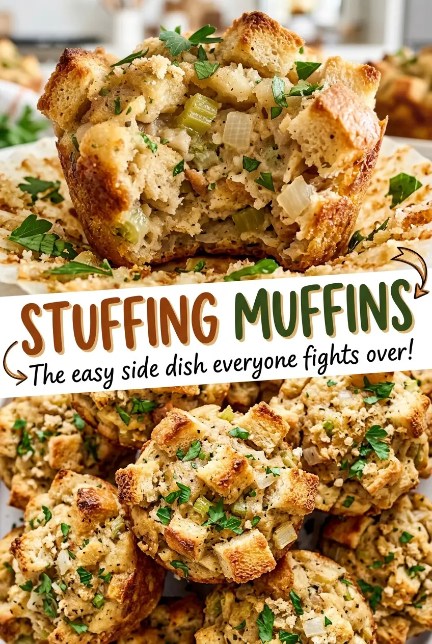 Stuffing Muffins golden crisp edges