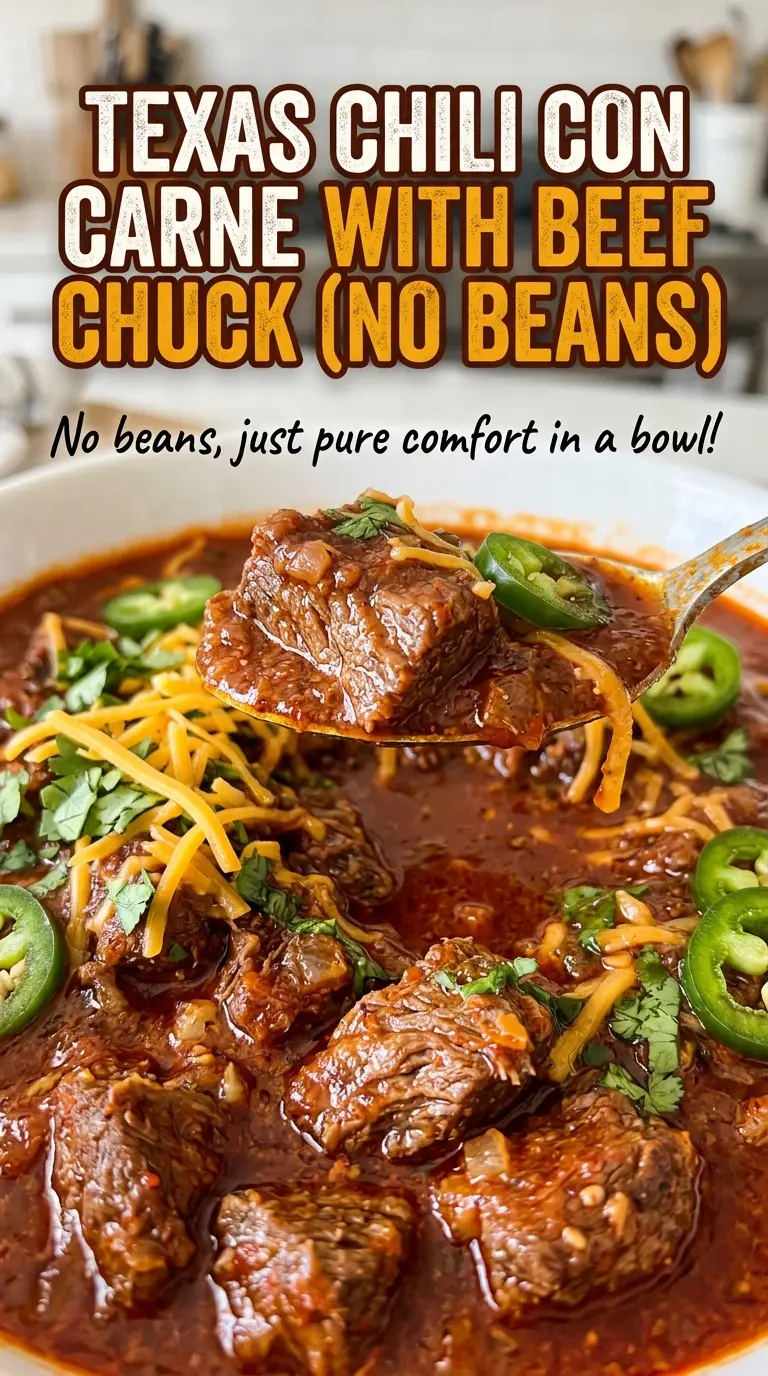 Texas Chili Con Carne with Beef Chuck, tender beef and chile sauce