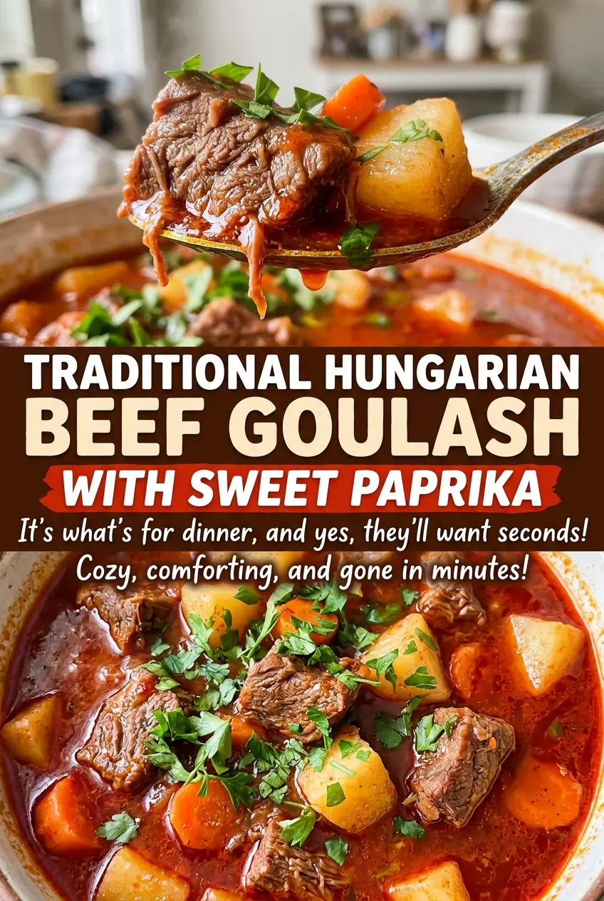 Traditional Hungarian Beef Goulash with Sweet Paprika, tender beef