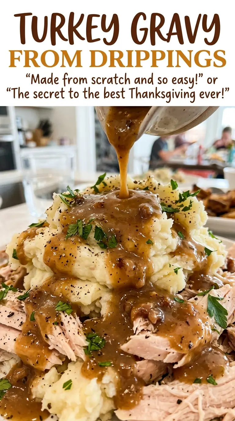 Turkey gravy from drippings, rich and silky