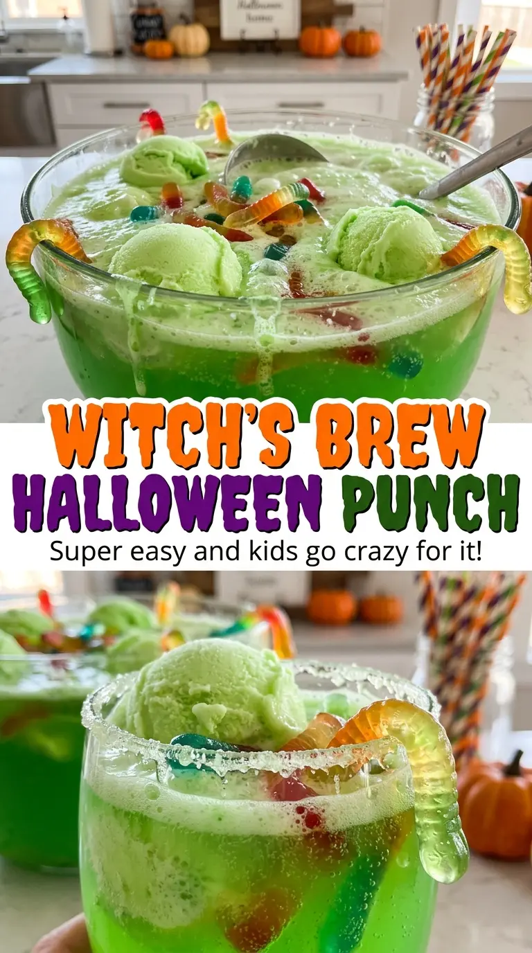 Witch's Brew Halloween Punch creamy green party bowl